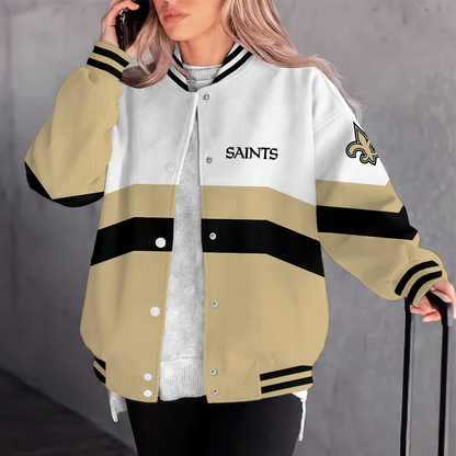 [SPECIAL OFFER] NEW CUSTOMIZED NFL24 NOS NEW ORLEANS SAINTS SATIN VARSITY & BASEBALL JACKET