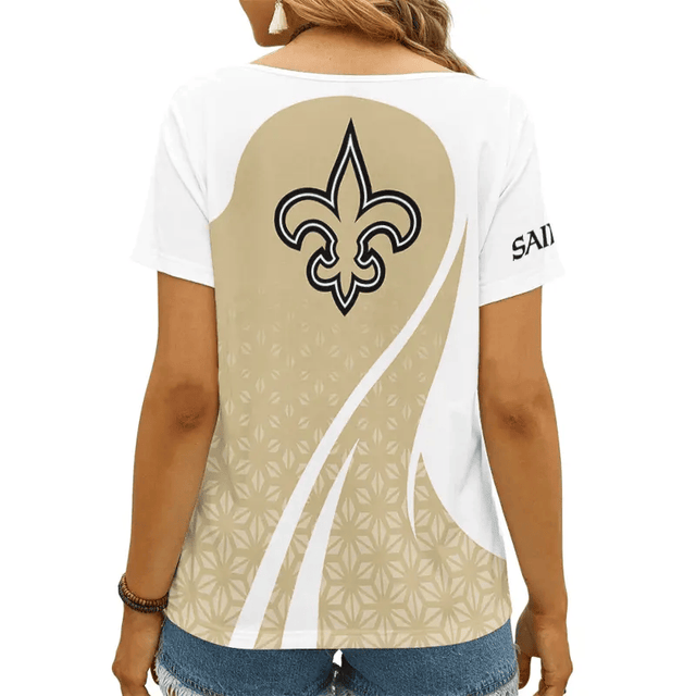 LIMITED EDITION - NEW CUSTOMIZED NFL24 NOS NEW ORLEANS SAINTS V-NECK FEMALE SHIRT