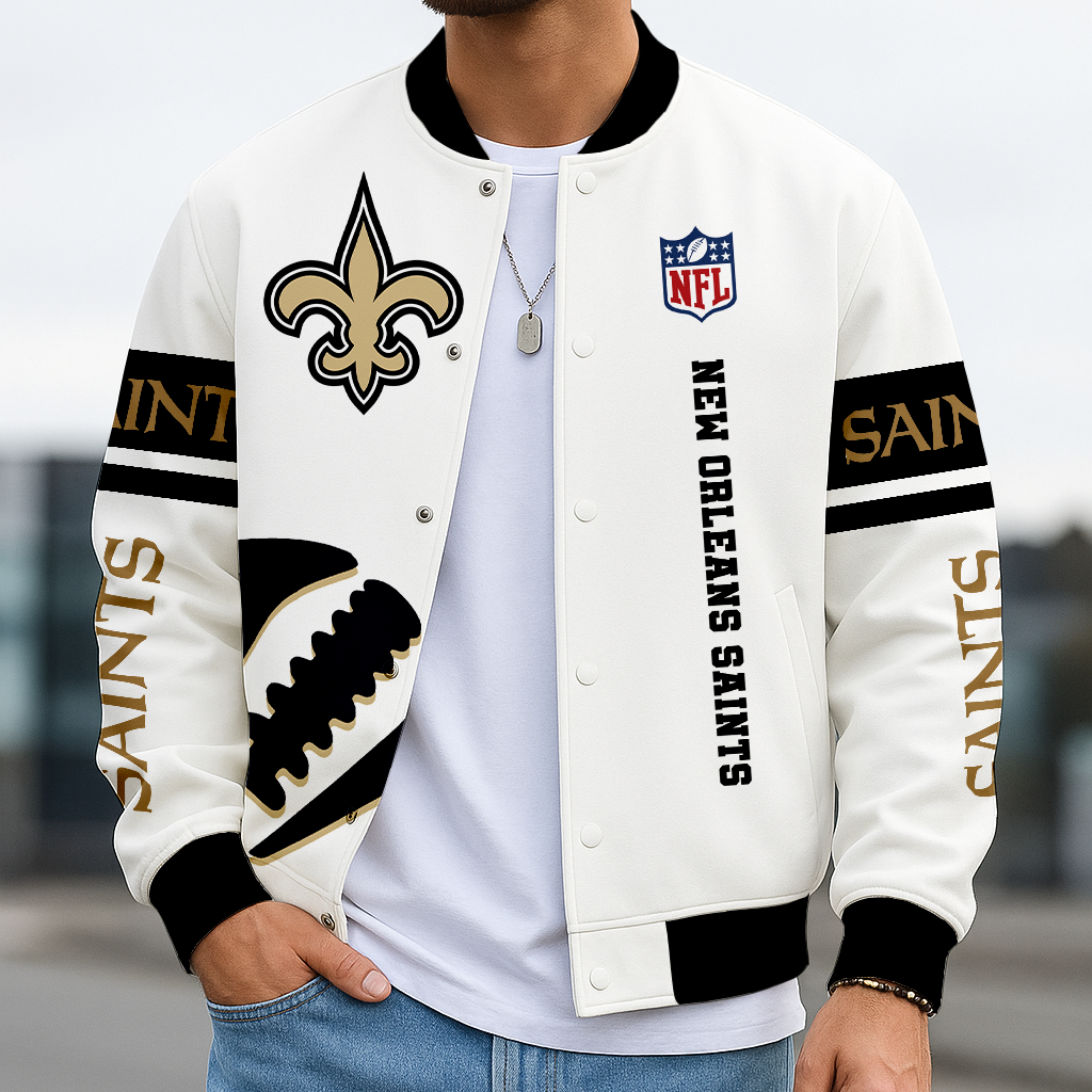 LIMITED EDITION - NEW CUSTOMIZED NFL24 NOS NEW ORLEANS SAINTS BASEBALL JACKET