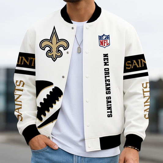 LIMITED EDITION - NEW CUSTOMIZED NFL24 NOS NEW ORLEANS SAINTS BASEBALL JACKET