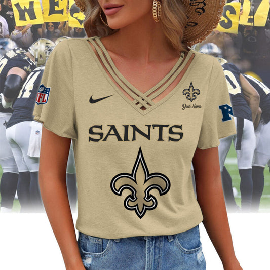 [SPECIAL OFFER] NEW CUSTOMIZED NFL24 NOS NEW ORLEANS SAINTS V-NECK SHIRT