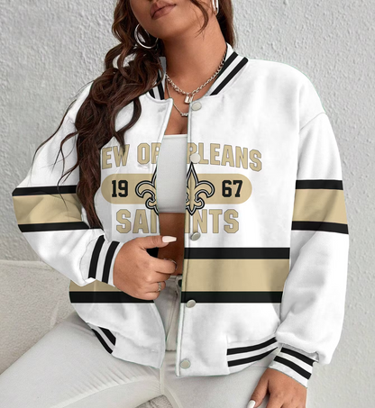 LIMITED EDITION - NEW CUSTOMIZED NFL24 NOS NEW ORLEANS SAINTS SATIN VARSITY & BASEBALL JACKET