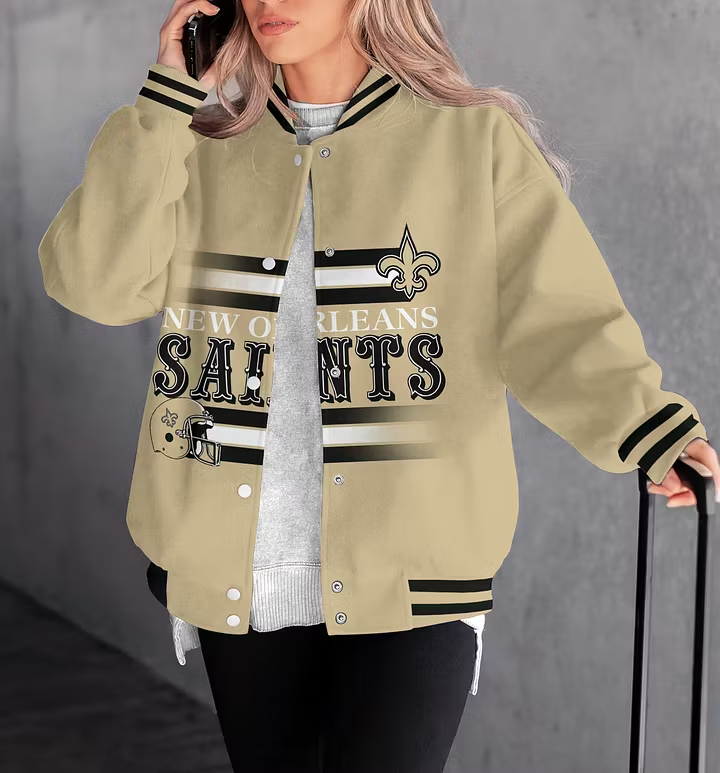 LIMITED EDITION - NEW CUSTOMIZED NFL24 NOS NEW ORLEANS SAINTS SATIN VARSITY & BASEBALL JACKET
