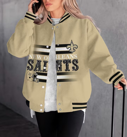 LIMITED EDITION - NEW CUSTOMIZED NFL24 NOS NEW ORLEANS SAINTS SATIN VARSITY & BASEBALL JACKET