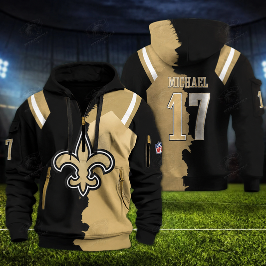 [SPECIAL OFFER] NEW CUSTOMIZED NFL24 NOS NEW ORLEANS SAINTS QUARTER ZIP HOODIE
