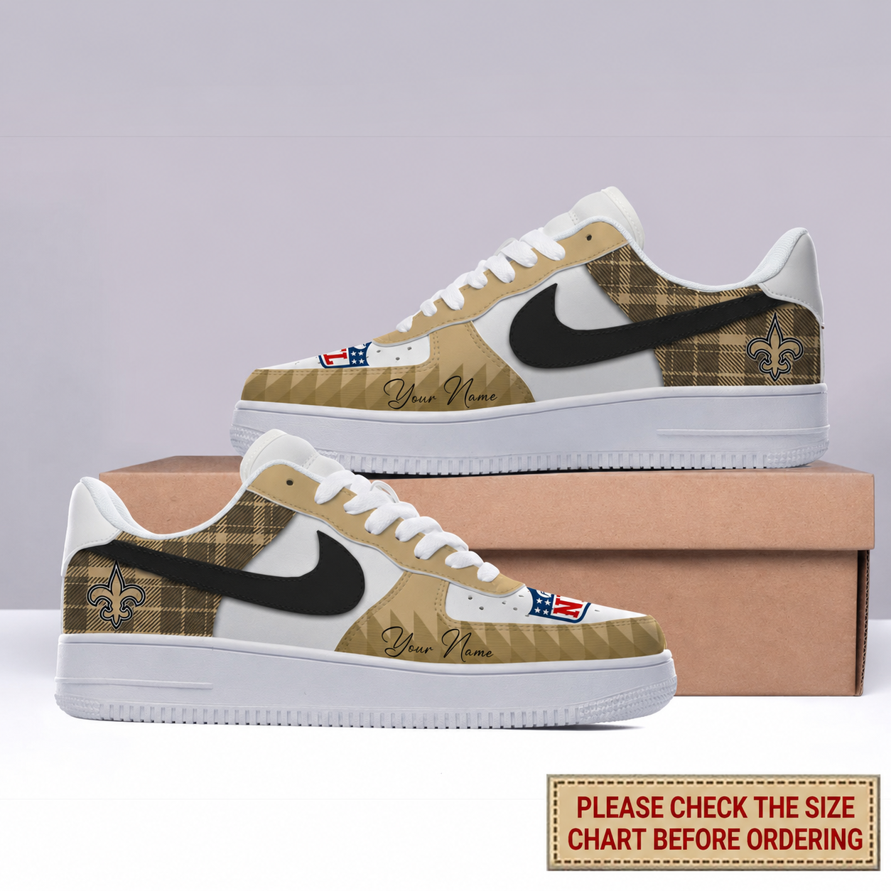 LIMITED EDITION - NEW CUSTOMIZED NFL24 NOS NEW ORLEANS SAINTS AF1 SHOES