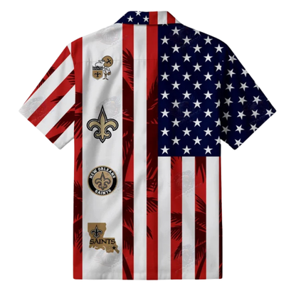 LIMITED EDITION - NEW CUSTOMIZED NFL24 NOS NEW ORLEANS SAINTS PATRIOTIC 250 USA HAWAIIAN SHIRT