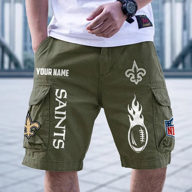 [SPECIAL OFFER] NEW CUSTOMIZED NFL24 NOS NEW ORLEANS SAINTS CARGO SHORTS