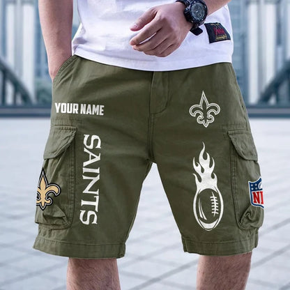 [SPECIAL OFFER] NEW CUSTOMIZED NFL24 NOS NEW ORLEANS SAINTS CARGO SHORTS
