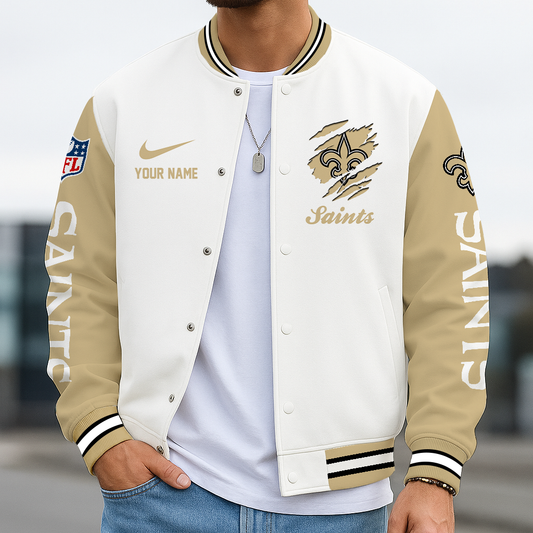 LIMITED EDITION - NEW CUSTOMIZED NFL24 NOS NEW ORLEANS SAINTS BASEBALL JACKET