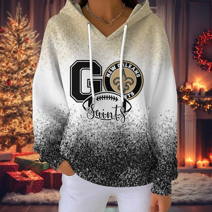 LIMITED EDITION - NEW CUSTOMIZED NFL24 NOS NEW ORLEANS SAINTS RIBBED HOODIE & SWEATSHIRT