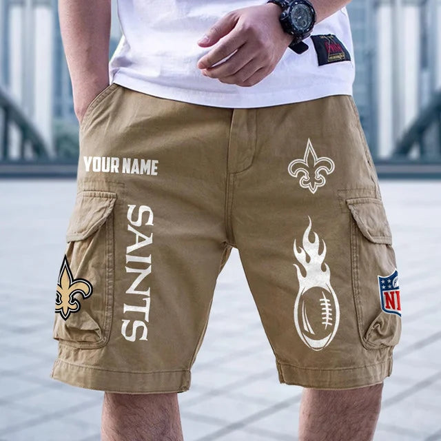 [SPECIAL OFFER] NEW CUSTOMIZED NFL24 NOS NEW ORLEANS SAINTS CARGO SHORTS