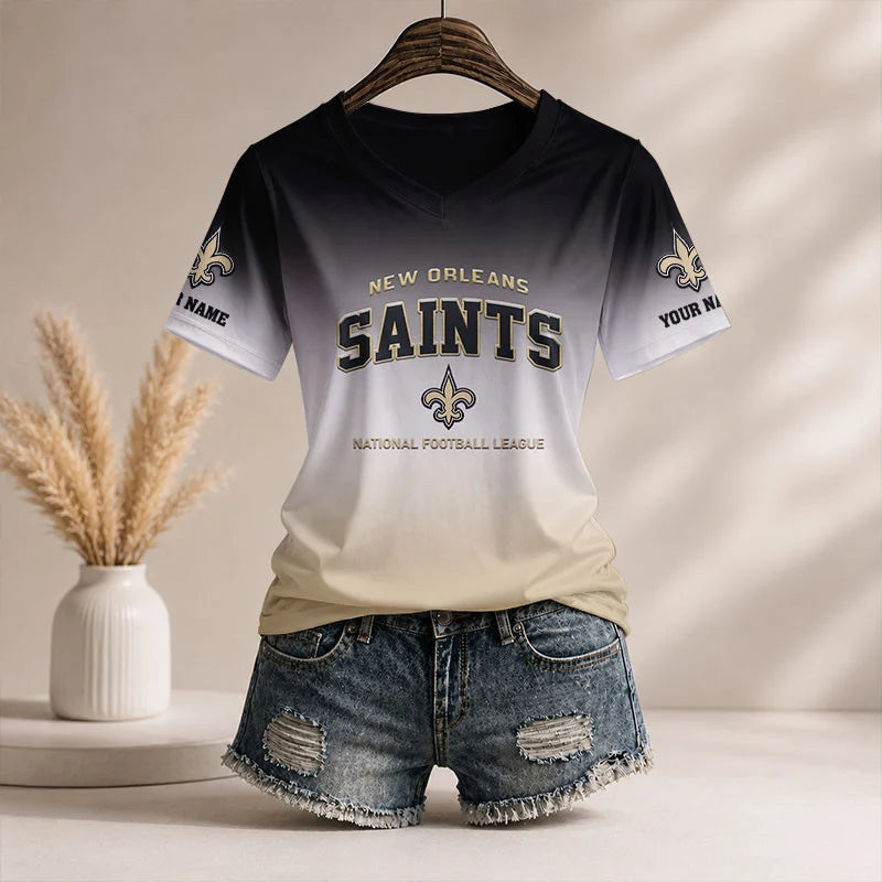 LIMITED EDITION - NEW CUSTOMIZED NFL24 NOS NO SAINTS V-NECK FEMALE SHIRT