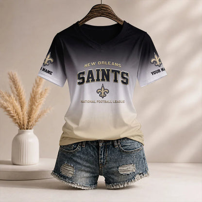 LIMITED EDITION - NEW CUSTOMIZED NFL24 NOS NO SAINTS V-NECK FEMALE SHIRT
