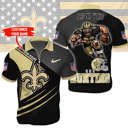 LIMITED EDITION - NEW CUSTOMIZED NFL24 NOS NEW ORLEANS SAINTS HARLEY-DAVIDSON POLO WITH ZIPPER SHIRT