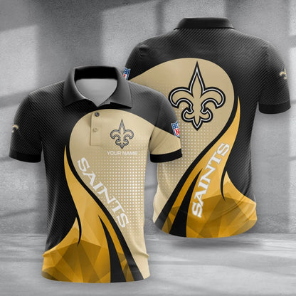 LIMITED EDITION - NEW CUSTOMIZED NFL24 NOS NEW ORLEANS SAINTS POLO, T-SHIRT & SHORT PANTS SET