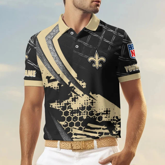 LIMITED EDITION - NEW CUSTOMIZED NFL24 NOS NEW ORLEANS SAINTS POLO SHIRT