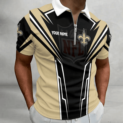 [SPECIAL OFFER] NEW CUSTOMIZED NFL24 NOS NEW ORLEANS SAINTS ZIP POLO SHIRT