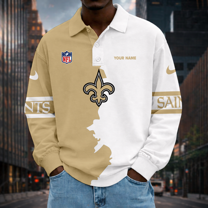 LIMITED EDITION - NEW CUSTOMIZED NFL24 NOS NO SAINTS MEN LONG SLEEVE POLO