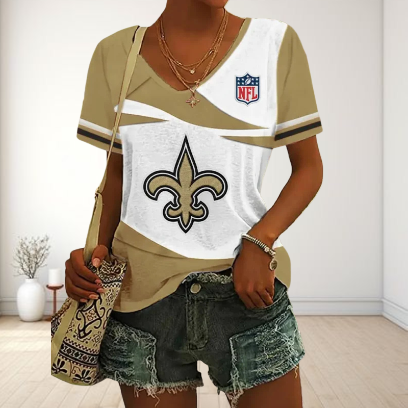 LIMITED EDITION - NEW CUSTOMIZED NFL24 NOS NEW ORLEANS SAINTS V-NECK FEMALE SHIRT