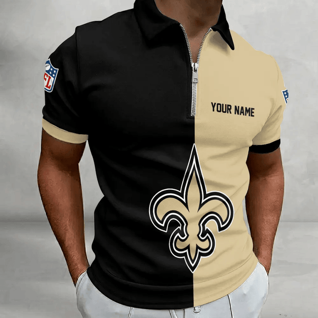 [SPECIAL OFFER] NEW CUSTOMIZED NFL24 NOS NEW ORLEANS SAINTS ZIP POLO SHIRT