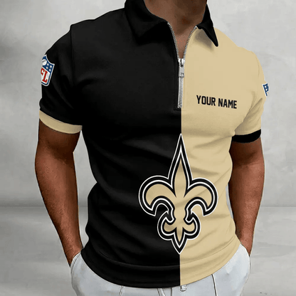 [SPECIAL OFFER] NEW CUSTOMIZED NFL24 NOS NEW ORLEANS SAINTS ZIP POLO SHIRT