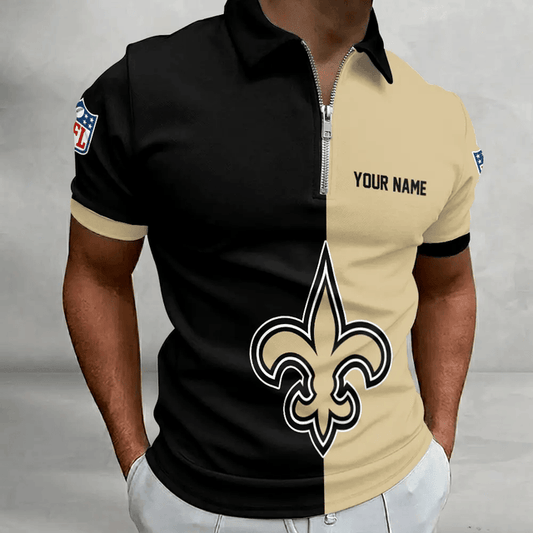 [SPECIAL OFFER] NEW CUSTOMIZED NFL24 NOS NEW ORLEANS SAINTS ZIP POLO SHIRT