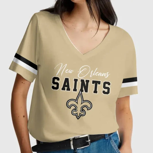 LIMITED EDITION - NEW CUSTOMIZED NFL24 NOS NEW ORLEANS SAINTS V-NECK FEMALE SHIRT