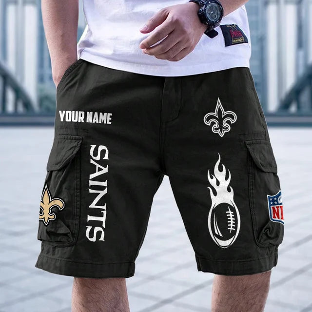 [SPECIAL OFFER] NEW CUSTOMIZED NFL24 NOS NEW ORLEANS SAINTS CARGO SHORTS
