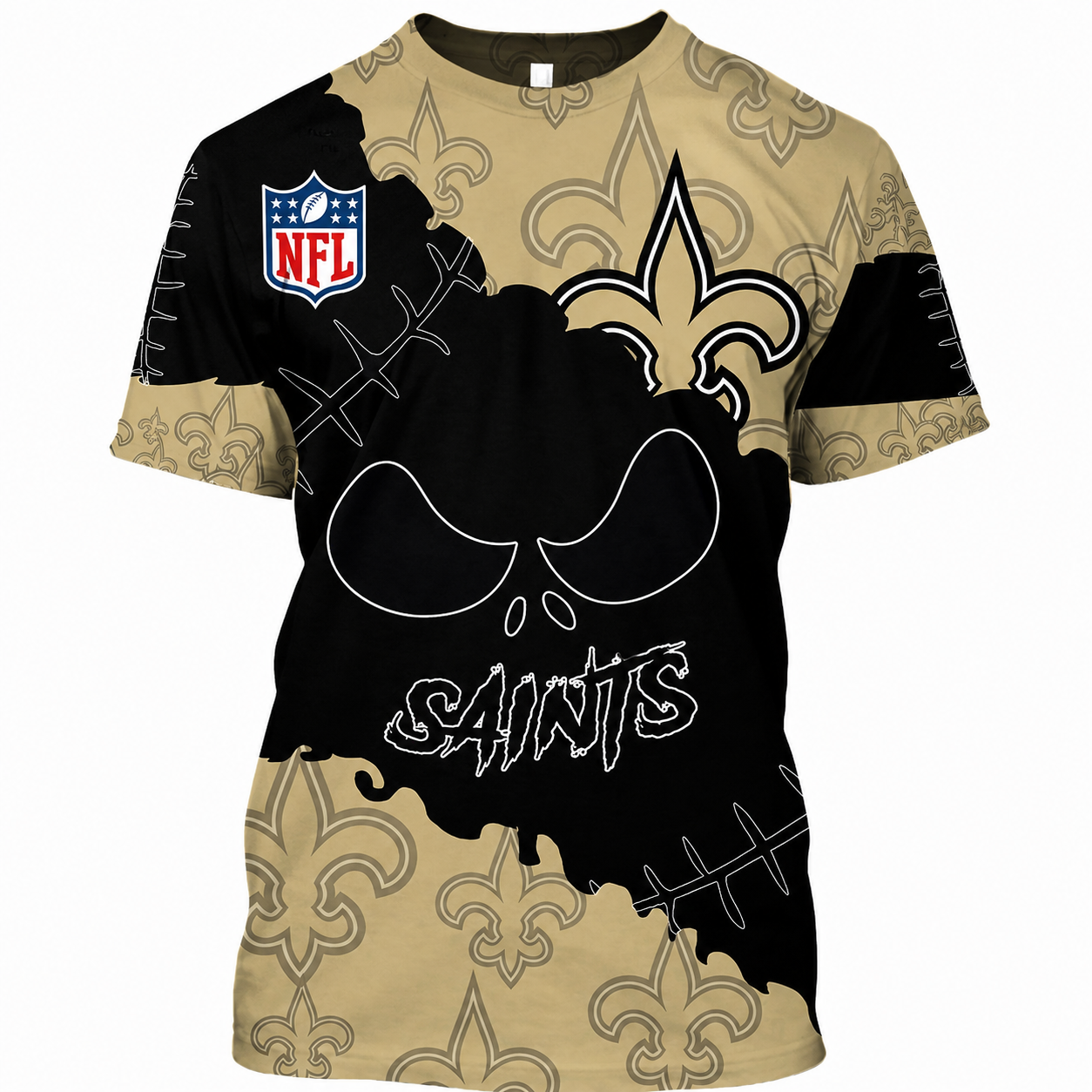 LIMITED EDITION - NEW CUSTOMIZED NFL24 NOS NEW ORLEANS SAINTS HALLOWEEN SKULL APPAREL FOR FANS