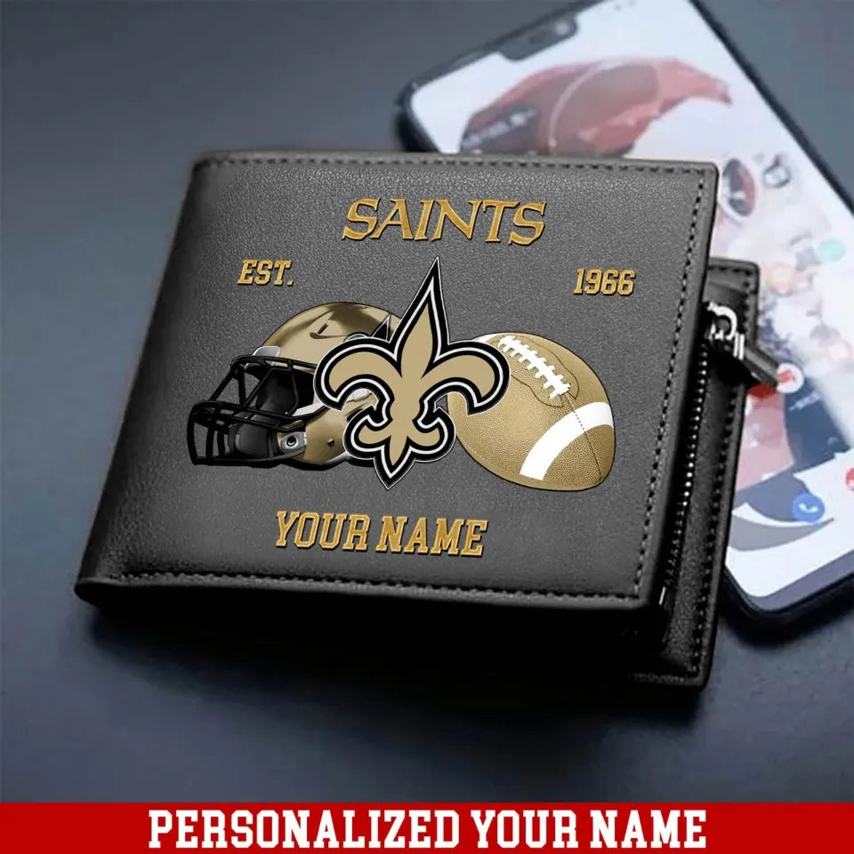 LIMITED EDITION - NEW CUSTOMIZED NFL24 NOS NEW ORLEANS SAINTS LEATHER WALLET