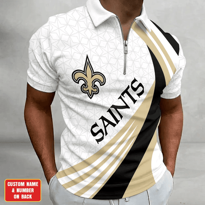 [SPECIAL OFFER] NEW CUSTOMIZED NFL24 NOS NEW ORLEANS SAINTS ZIP POLO SHIRT