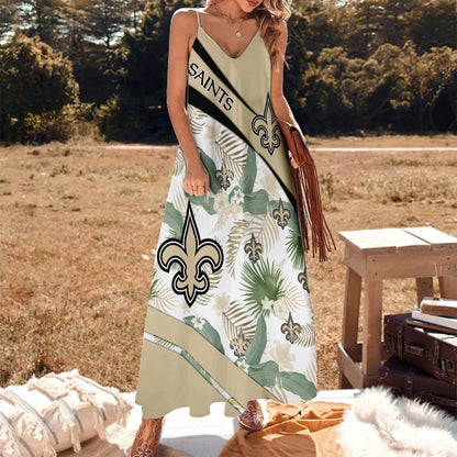 LIMITED RUN - NEW CUSTOMED NFL24 NOS NO SAINTS HAWAIIAN LONG DRESS
