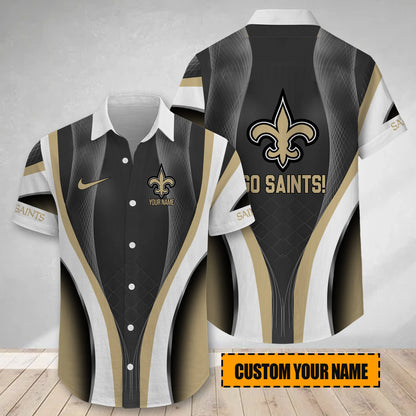 LIMITED EDITION - NEW CUSTOMIZED NFL24 NOS NEW ORLEANS SAINTS SHORT SLEEVE BUTTON-UP SHIRT