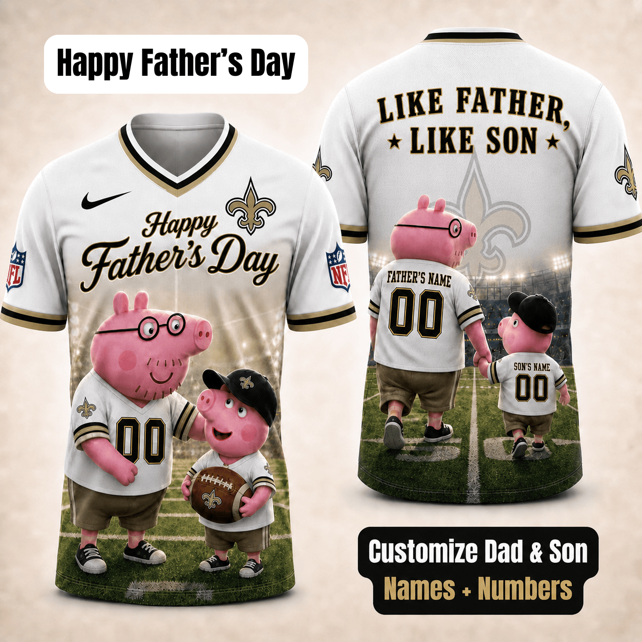 [FATHER'S DAY] NEW CUSTOMIZED NFL24 NOS NEW ORLEANS SAINTS FOOTBALL JERSEY