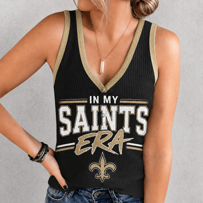 [SPECIAL OFFER] NEW CUSTOMIZED NFL24 NOS NEW ORLEANS SAINTS WOMEN'S V-NECK TANK TOP