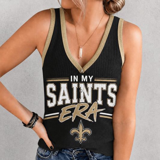 [SPECIAL OFFER] NEW CUSTOMIZED NFL24 NOS NEW ORLEANS SAINTS WOMEN'S V-NECK TANK TOP