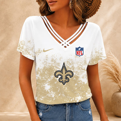 [SPECIAL OFFER] NEW CUSTOMIZED NFL24 NOS NEW ORLEANS SAINTS V-NECK SHIRT