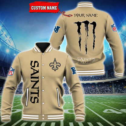 LIMITED EDITION - NEW CUSTOMIZED NFL24 NOS NEW ORLEANS SAINTS SATIN VARSITY & BASEBALL JACKET