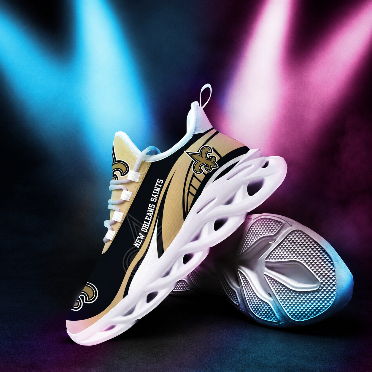 LIMITED EDITION - NEW CUSTOMIZED NFL24 NOS NEW ORLEANS SAINTS UNISEX MAX SOUL SHOES