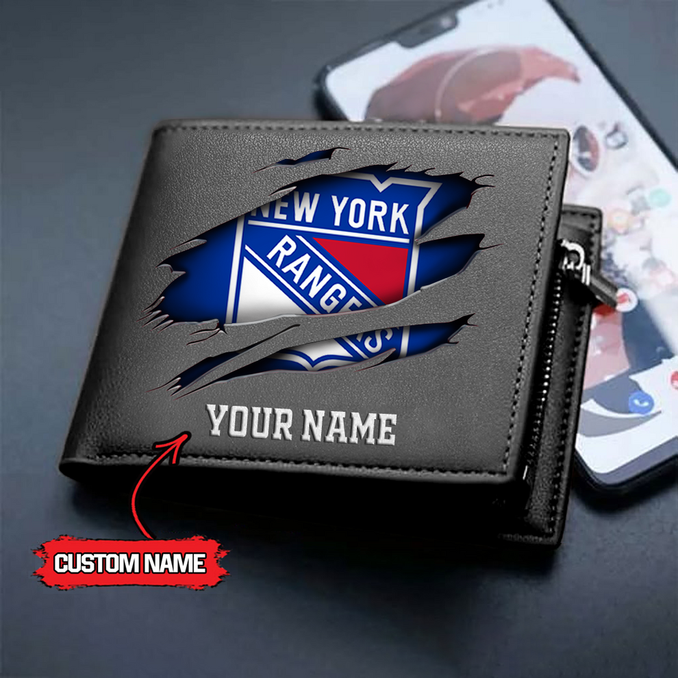 LIMITED EDITION - NEW CUSTOMIZED NHL24 NYR NEW YORK RANGERS LEATHER WALLET