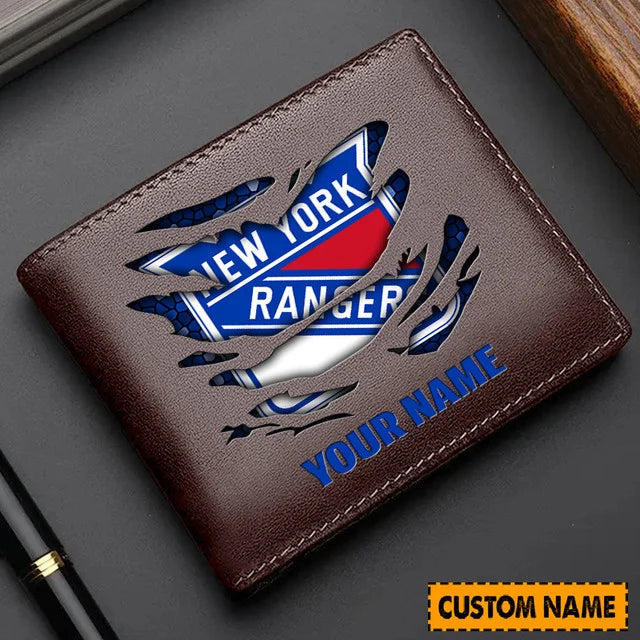 LIMITED EDITION - NEW CUSTOMIZED NHL24 NYR NEW YORK RANGERS LEATHER WALLET