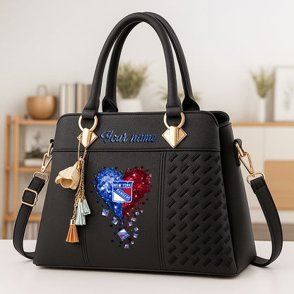 LIMITED EDITION - NEW CUSTOMIZED NHL24 NYR NEW YORK RANGERS ZIP HANDBAG MULTICOLOR