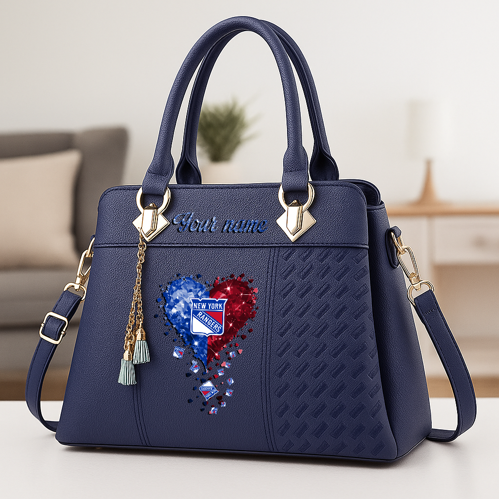LIMITED EDITION - NEW CUSTOMIZED NHL24 NYR NEW YORK RANGERS ZIP HANDBAG MULTICOLOR