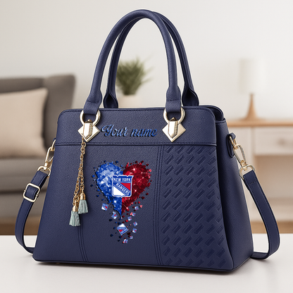 LIMITED EDITION - NEW CUSTOMIZED NHL24 NYR NEW YORK RANGERS ZIP HANDBAG MULTICOLOR