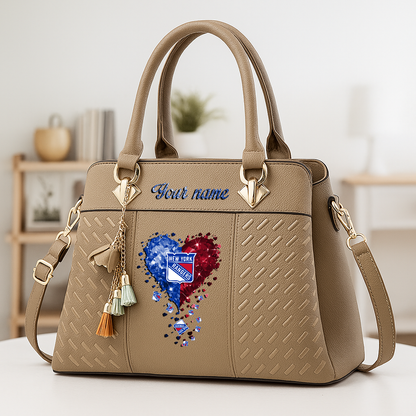 LIMITED EDITION - NEW CUSTOMIZED NHL24 NYR NEW YORK RANGERS ZIP HANDBAG MULTICOLOR