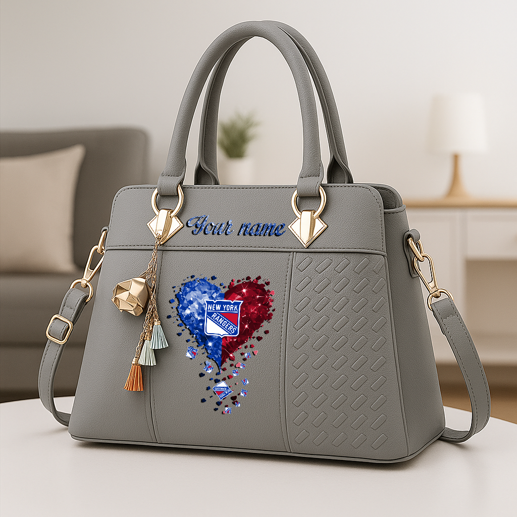 LIMITED EDITION - NEW CUSTOMIZED NHL24 NYR NEW YORK RANGERS ZIP HANDBAG MULTICOLOR