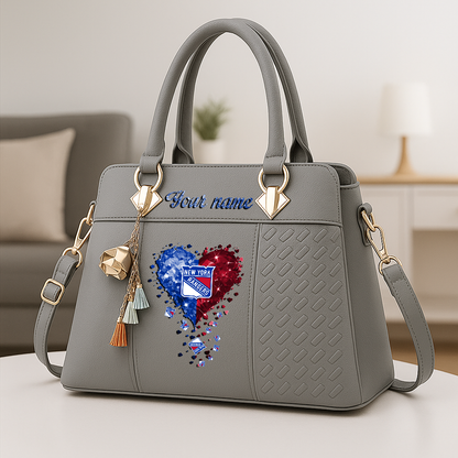 LIMITED EDITION - NEW CUSTOMIZED NHL24 NYR NEW YORK RANGERS ZIP HANDBAG MULTICOLOR