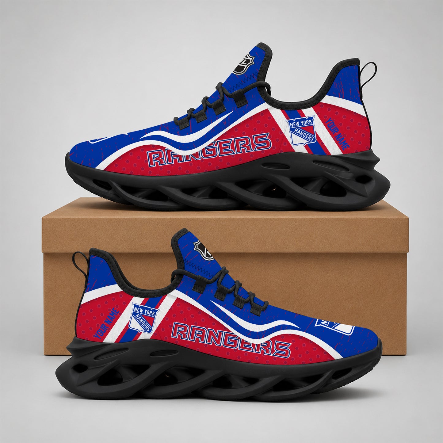 VIRAL EDITION - NEW CUSTOMIZED NHL24 NYR NEW YORK RANGERS CLUNKY SNEAKERS