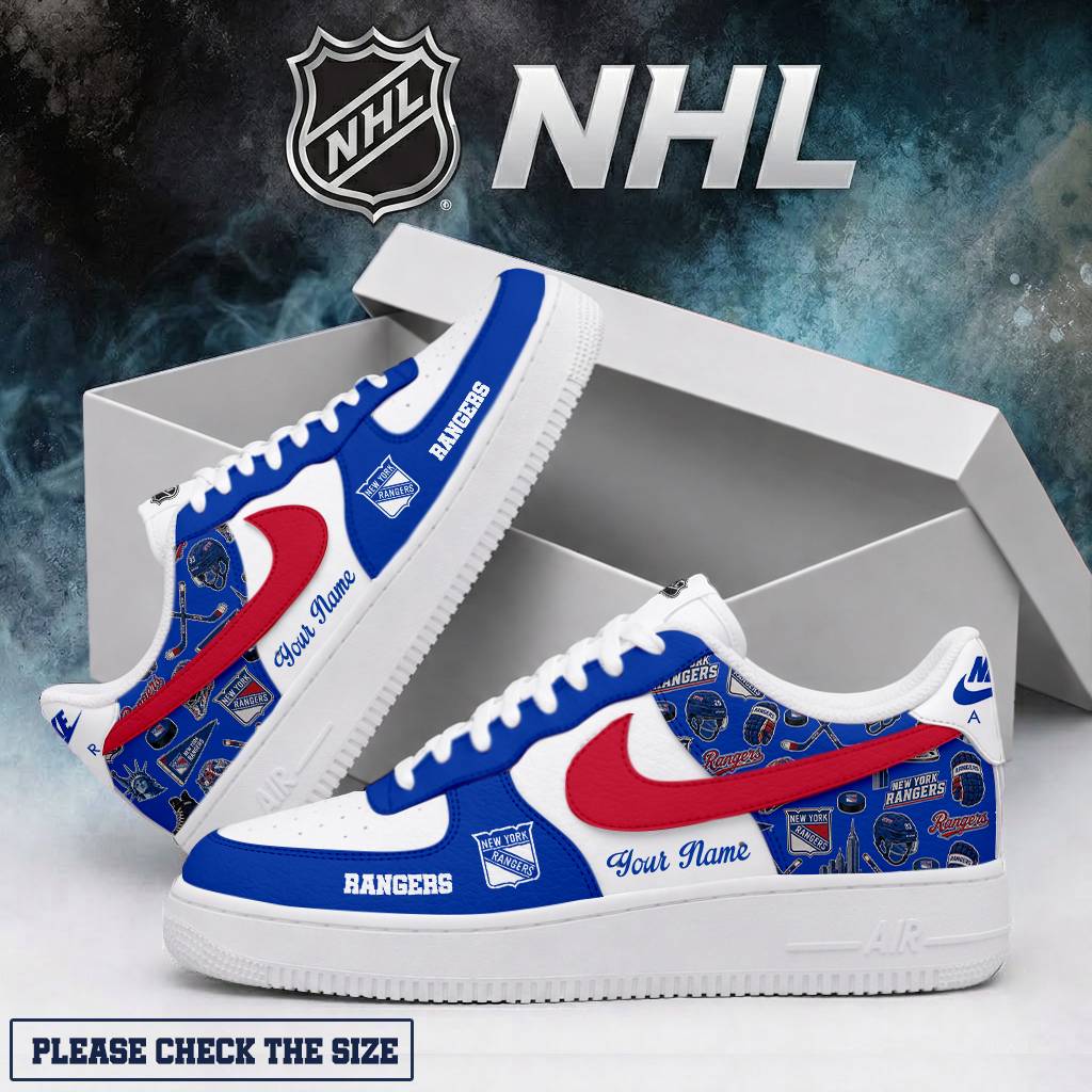 LIMITED EDITION - NEW CUSTOMIZED NHL24 NYR NEW YORK RANGERS AF1 SHOES